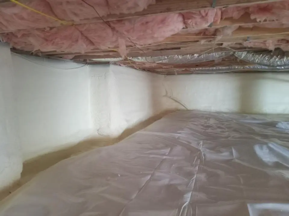 Crawl space encapsulation with closed-cell spray foam for Attic Insulation in Rumford