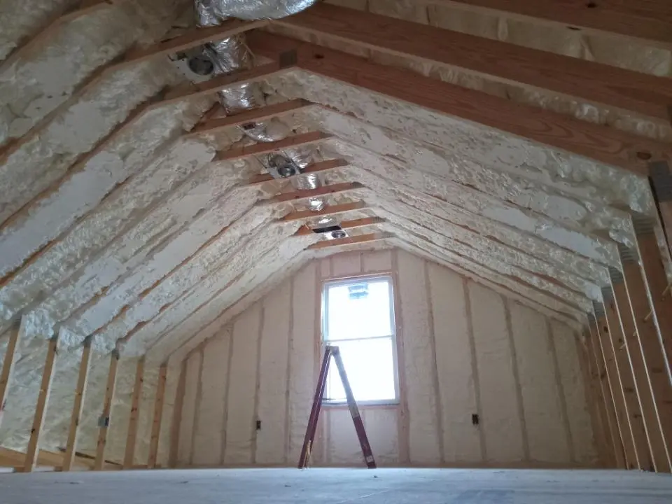 Spray foam roofing application for Crawl Space Insulation project in Rumford
